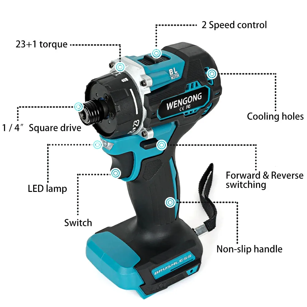 23+1 Torque Brushless Electric Screwdrive Rechargeable Cordless Electric Drill 1/4\