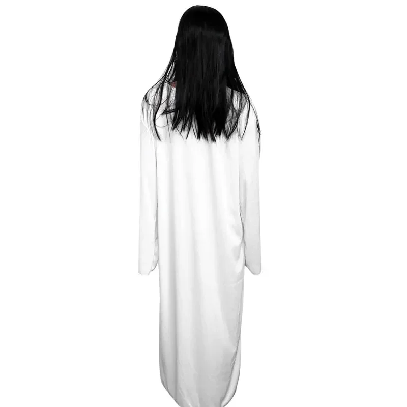 Weißes Kleid Geist Braut Kleid weiß Zombie Anzug beängstigend Anzug beängstigend Sadako Kostüm weiße Frauen Geist Halloween Kostüme