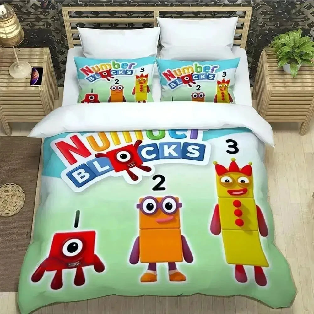 

Duvet Cover Pillowcase Bedding Set Cartoon N-Number-Blocks Adult Boy Bedroom Decoration Children Gift Single Double Large Size