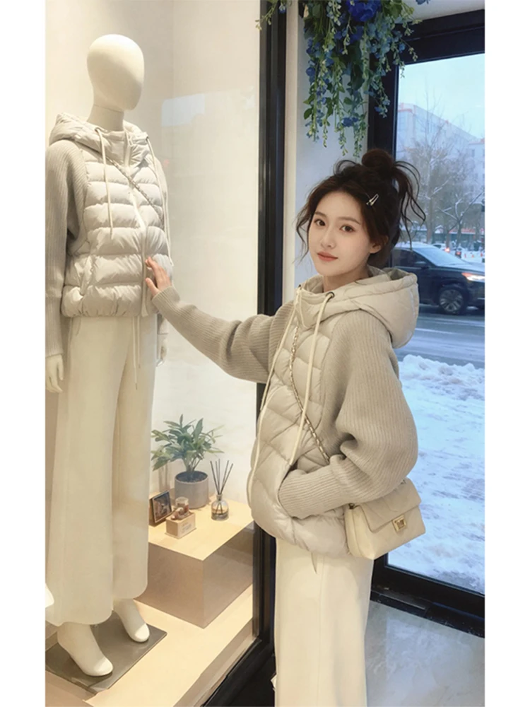 

Повседневное утепленное женское пуховое хлопковое пальто с модным дизайном в стиле пэчворк, новинка зимы, дышащее, с длинными рукавами