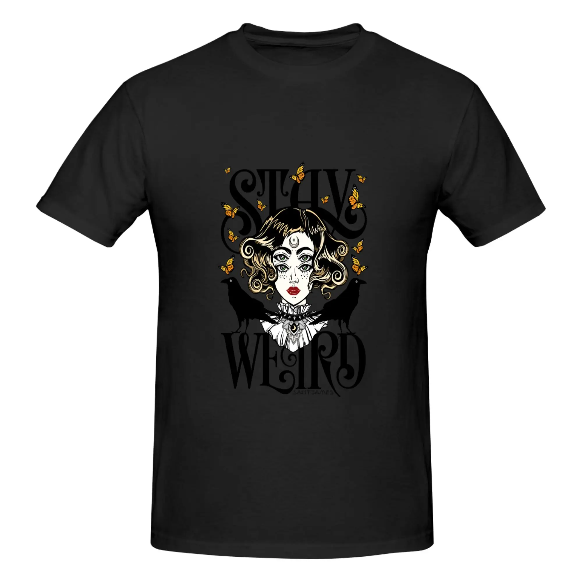 Funny Rose and The Ravens  Stay Weird  Colour Version  Men's Printed T-Shirt Unisex T shirtBoys