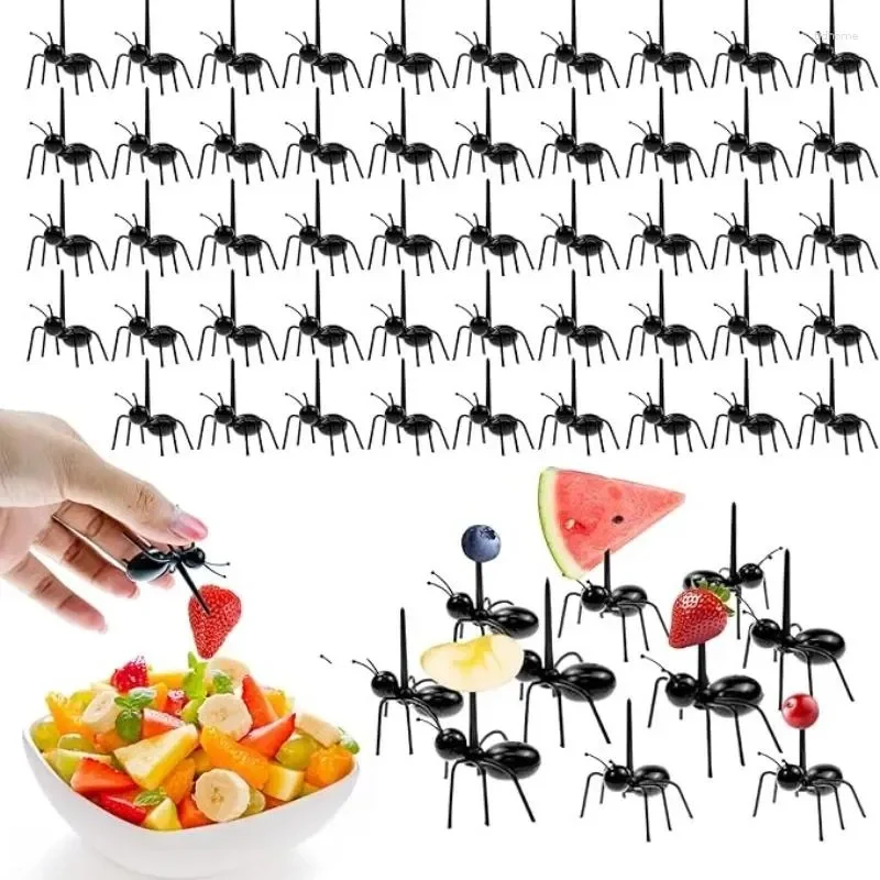 

Forks Ant Toothpicks Reusable Picks For Bug Birthday Party Decorations Halloween Supplies Cute Fruit Dessert Appetizer Fork
