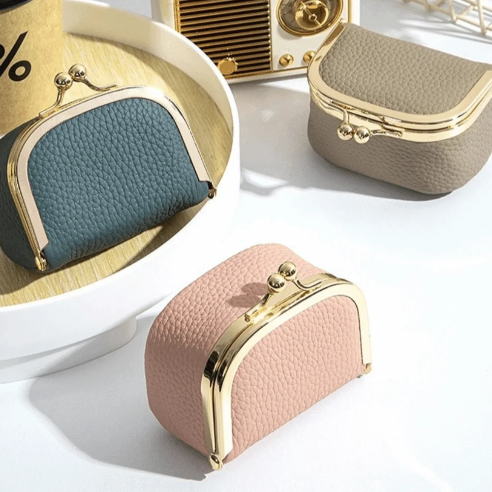 New Kiss Lock Coin Purse PU Leather Square Mini Jewelry Bag Multifunctional Solid Color Mini Coin Wallet Jewelry