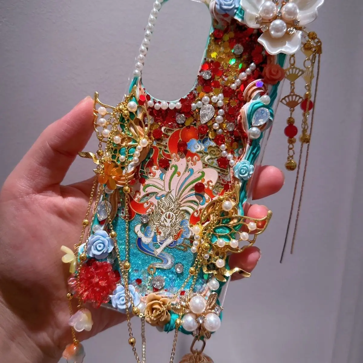 For Diy Cream Gel Phone Case with Antique Style Fox Fairy Tassels Can Be Shipped Within 15 Days for Any Phone Model