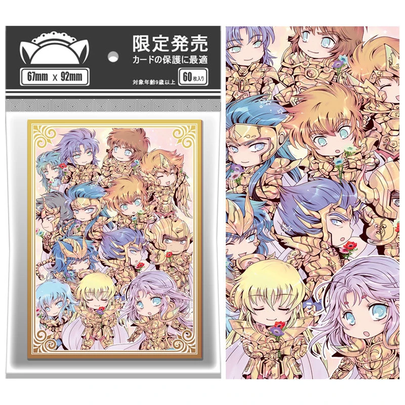 60 pièces/ensemble 67x92mm DIY Saint Seiya Gold Saint Mignonnes pochettes de protection pour cartes, effet flash coloré, pour cartes Ws Opcg Ptcg Mu, cadeaux et jouets