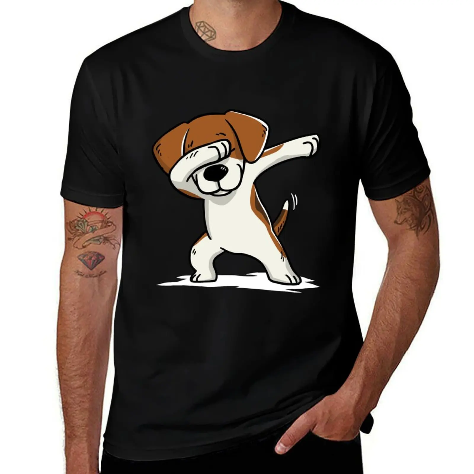 Dabbing Beagle Funny T-Shirt Daily Work Short Sleeve Top