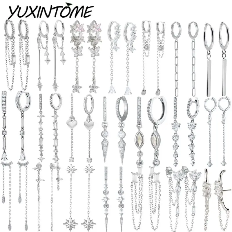 

925 Sterling Silver Needle Advanced Geometric Design Long Chain Earrings Pendant Women's Light Luxury Fashion Earrings Jewelry