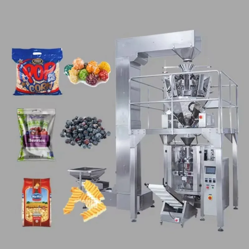 Multifunctional Snack Food Packing Machine Vertical Automatic Multihead Weigher Pillow Pouch Packaging for Dry Fruit Chips