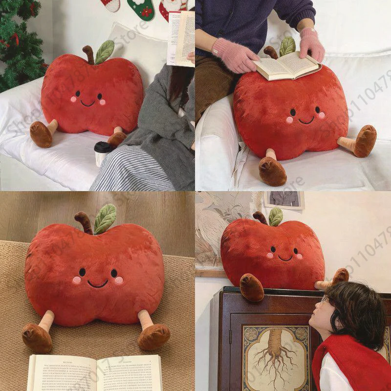Newest Cute Red Apple Plush Toy Pillow Cushion Multipurpose Cartoon Stuffed Doll Gift For Kids Boys Girls Home Decor Soft Fluffy