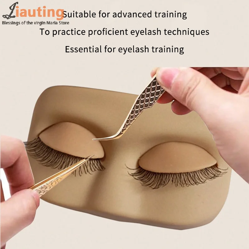 Mini Lash Flat Model Head Übungs-Wimpernverlängerungs-Trainingskopf mit abnehmbaren Ersatz-Augenlider mit falschen Wimpern