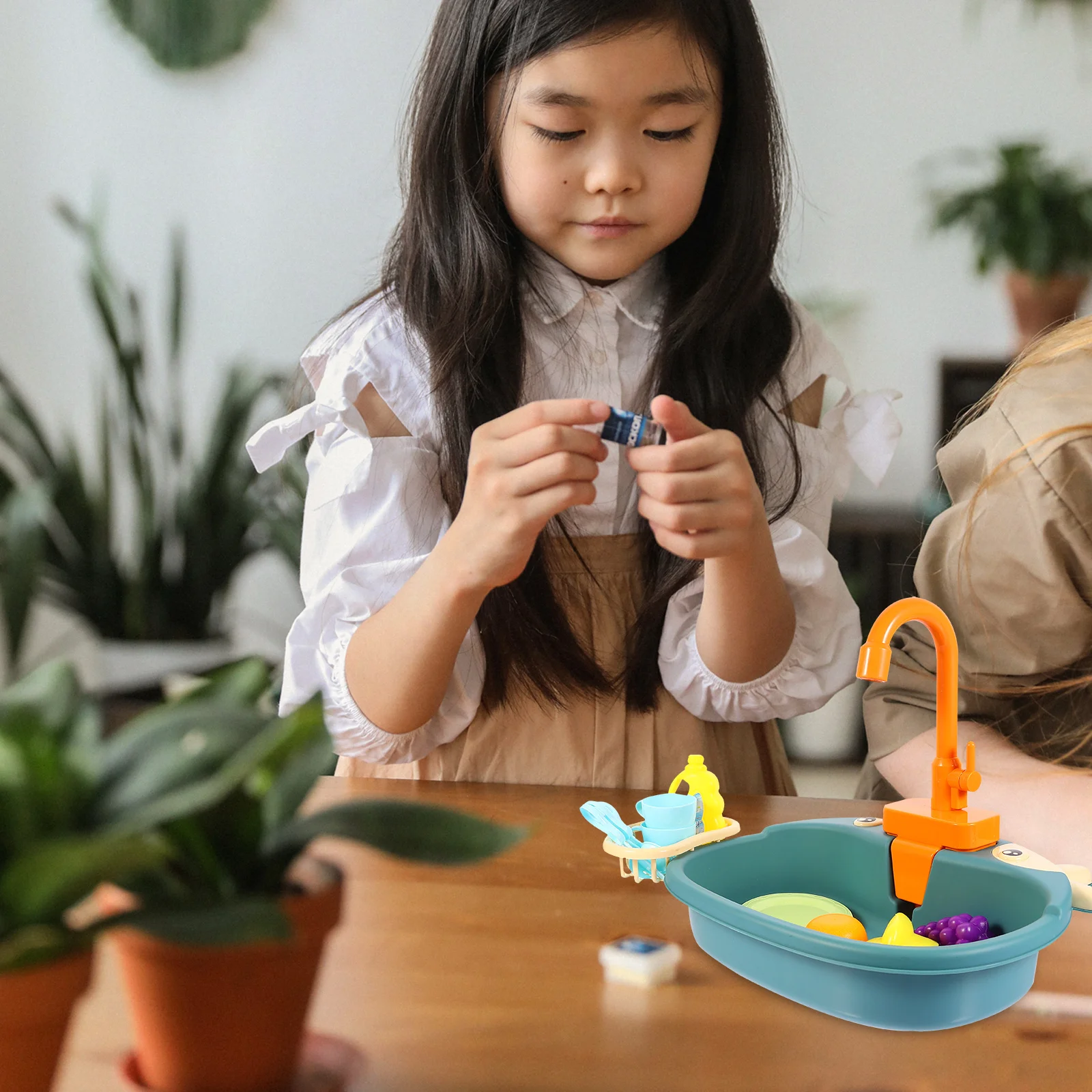 1 set 1 Set Plastic Gesimuleerde Spoelbak Kids Pretend Keuken Spelen Educatief Elektrische Vaatwasser Kinderen Speelhuis Water wastafel