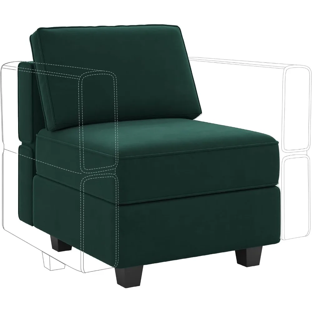 

Modular Sofa Middle Module with Storage for Modular Sectional Sofa Couch Velvet Accent Armless Chair Green