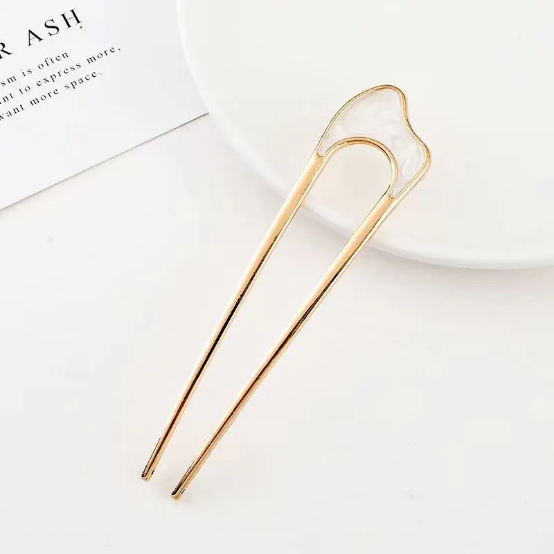 Korean Metal U Shape Hair Pins Clips For Women Girls Simple Silver Gold Color Hair Stick Barrette Wedding Hair Jewelry Accessory