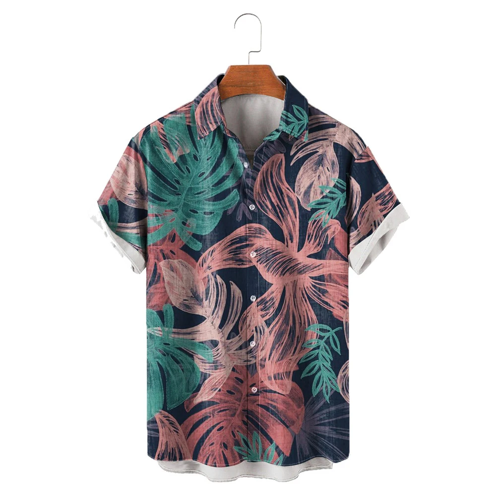 

HXHawaiian Beach Shirts Polynesia Leaf Printed Short Sleeve Shirt 3D Graphic Tops Ropa Hombre Men Clothing Dropshipping