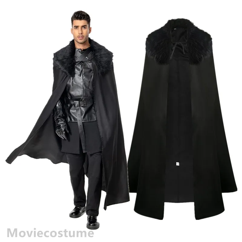 

Adult Men Jon Cosplay Prince Snow Cloak Belt Costume Night's Watch Fantasy Robe Coat Halloween Carnival Costume Party Suit