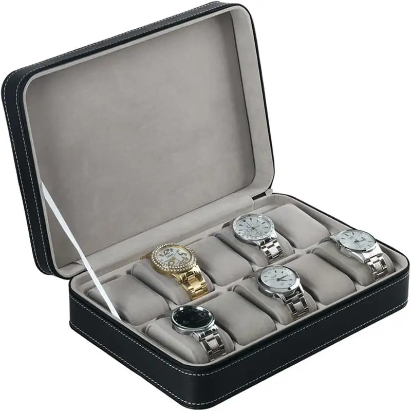 السفر الغبار جزءا لا يتجزأ من صندوق ساعة سستة المحمولة بو الجلود حقيبة للتخزين ساعة عرض صندوق للرحلات والهدايا #1