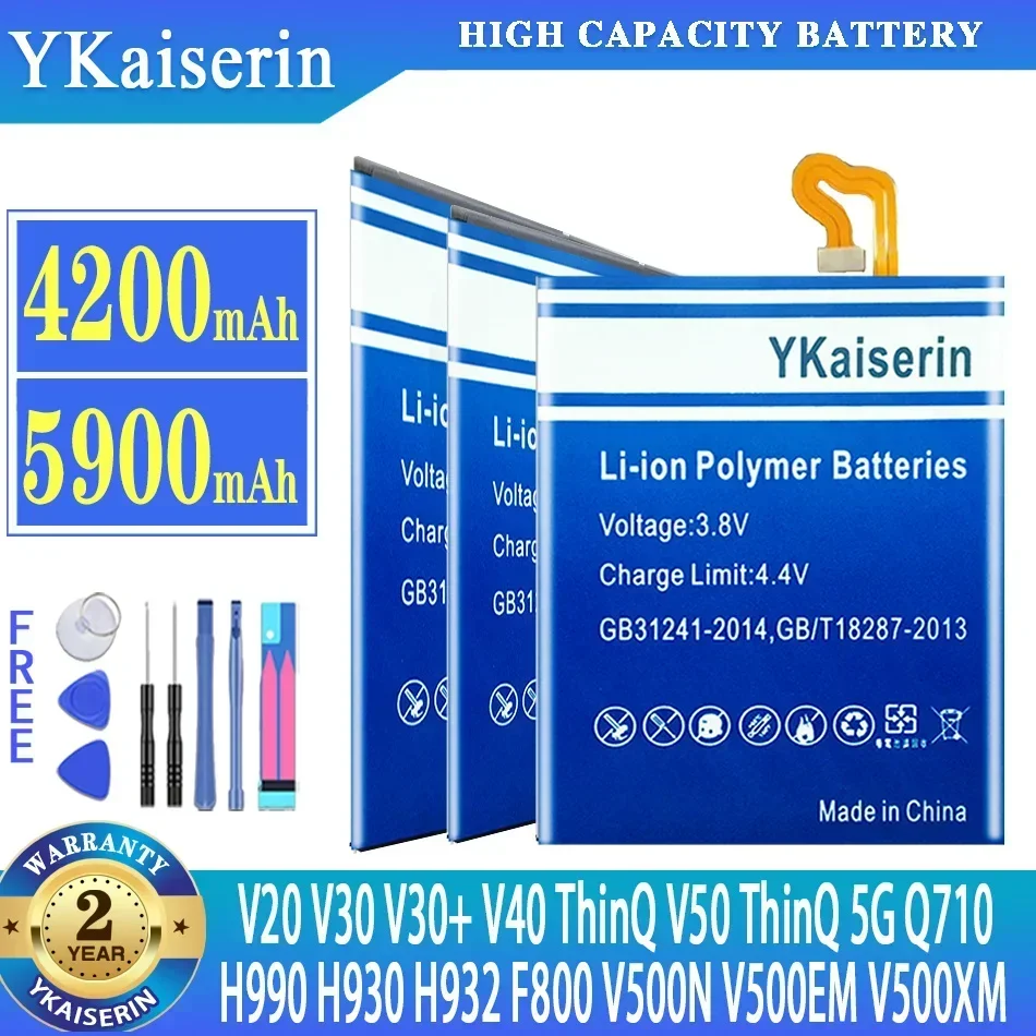 YKaiserin Battery For LG V20 V30 V30+ V40 ThinQ V50 ThinQ 5G H990 H930 H932 F800 Q710 LM-V500 V500N V500EM v500xm