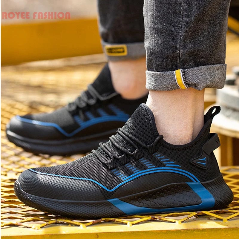 2023 Work Shoes for Men Lightweight Work Safety Shoes For Man Breathable Sports Safety Shoes Work Boots Anti-Smashing Size 50