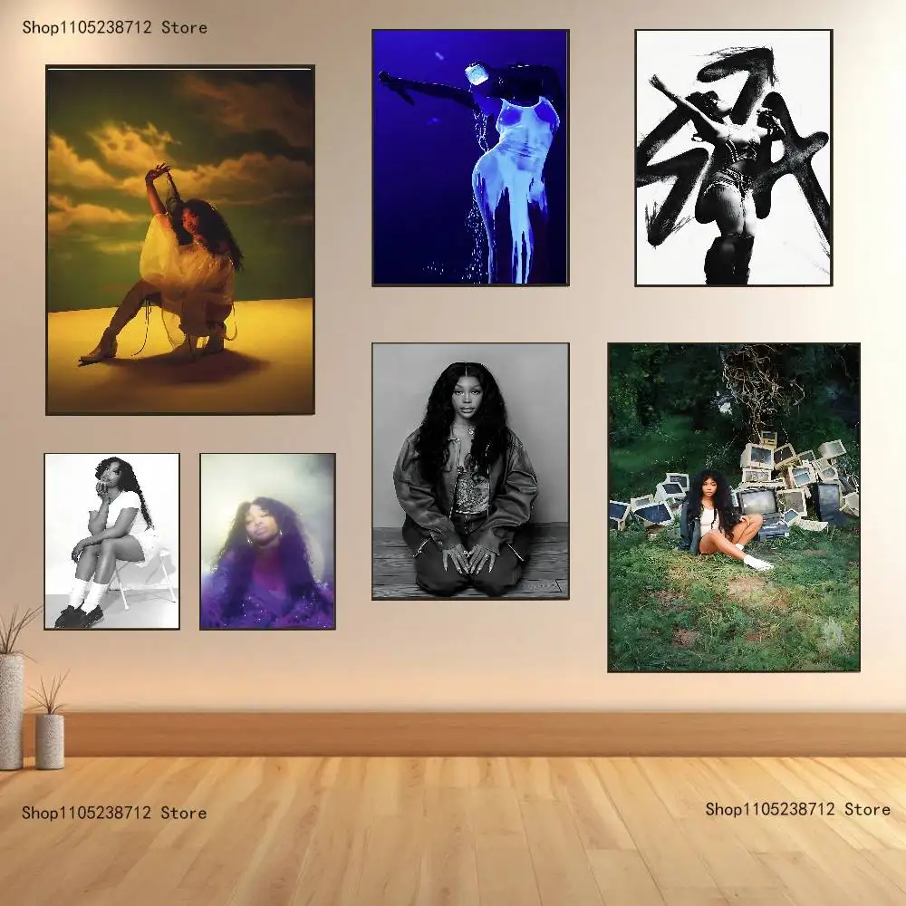 

S-SZA P-Portrait Club Bar Paper Vintage Poster Wall Art Painting Bedroom Study Stickers