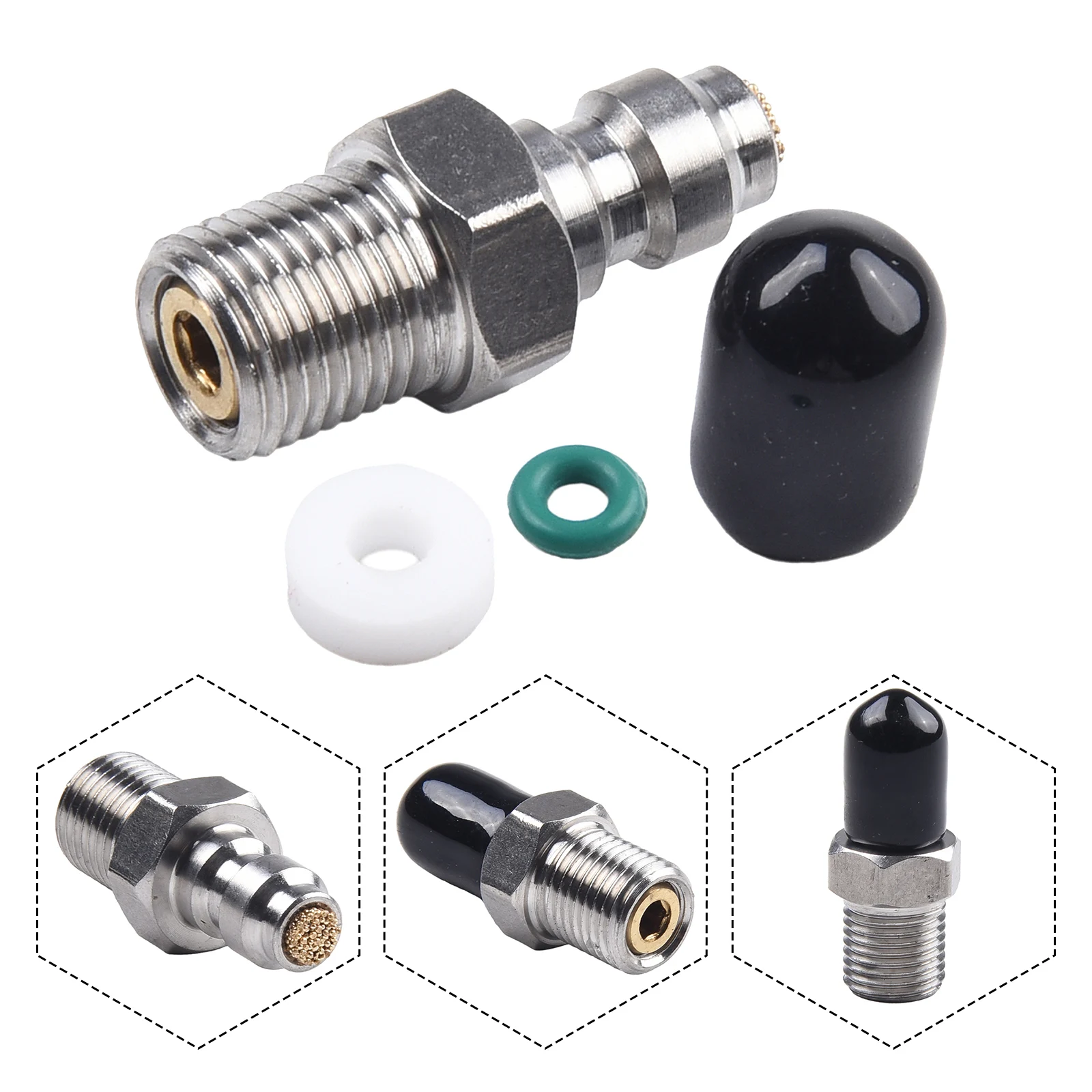 8MM Pass Valve Filling Nipple Stainless Steel Quick Connector Male M10/18NPT Thread Male Connector Oil Water Separator Tool