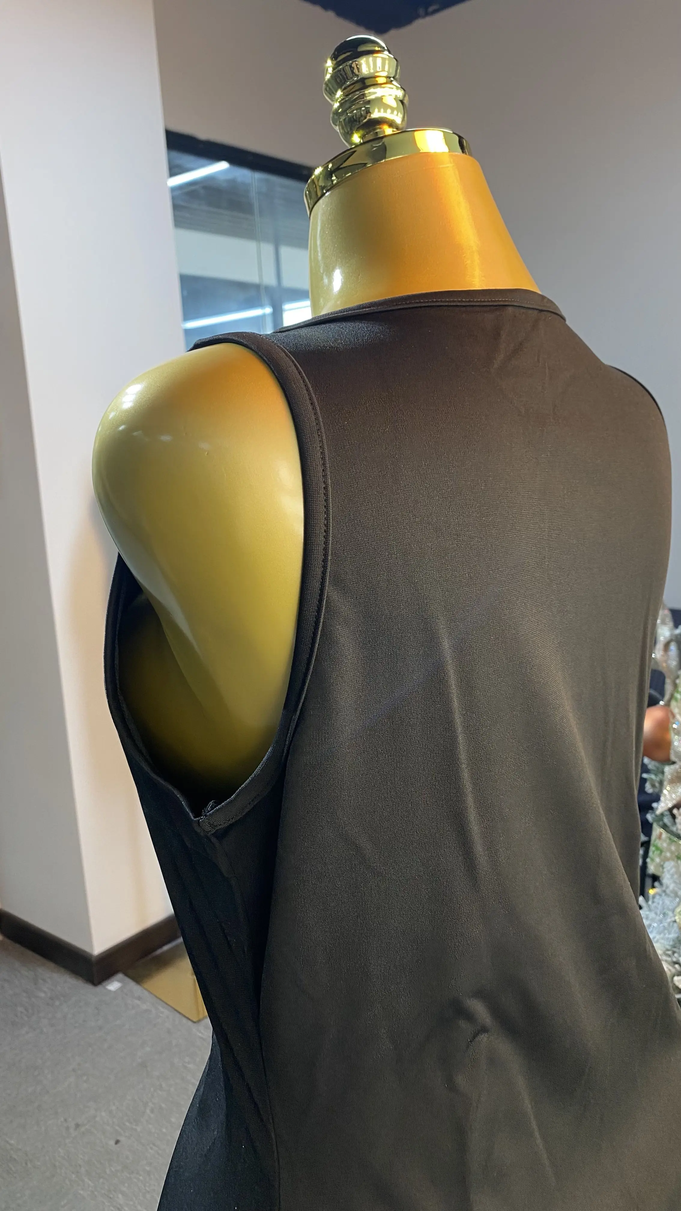 2025 nuevo vestido con volantes de moda, vestido de fiesta elegante con cuello redondo sin mangas Retro Sexy-GZXX236