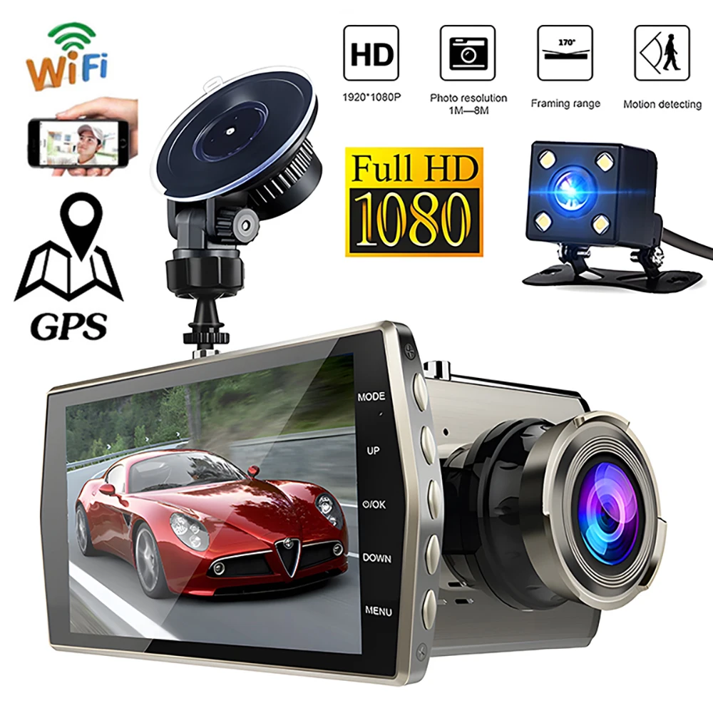 

Видеорегистратор автомобильный, Wi-Fi, GPS, Full HD 1080P
