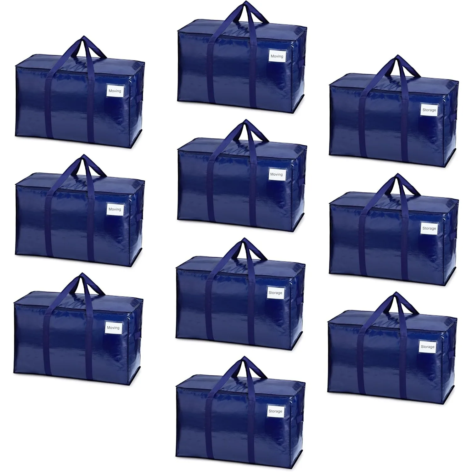 

10 Pack Moving Bags, Heavy Duty, Moving Boxes Alternative, Packing Storage Supplies for Dorm Room Essentials (Blue, 10 Pack)