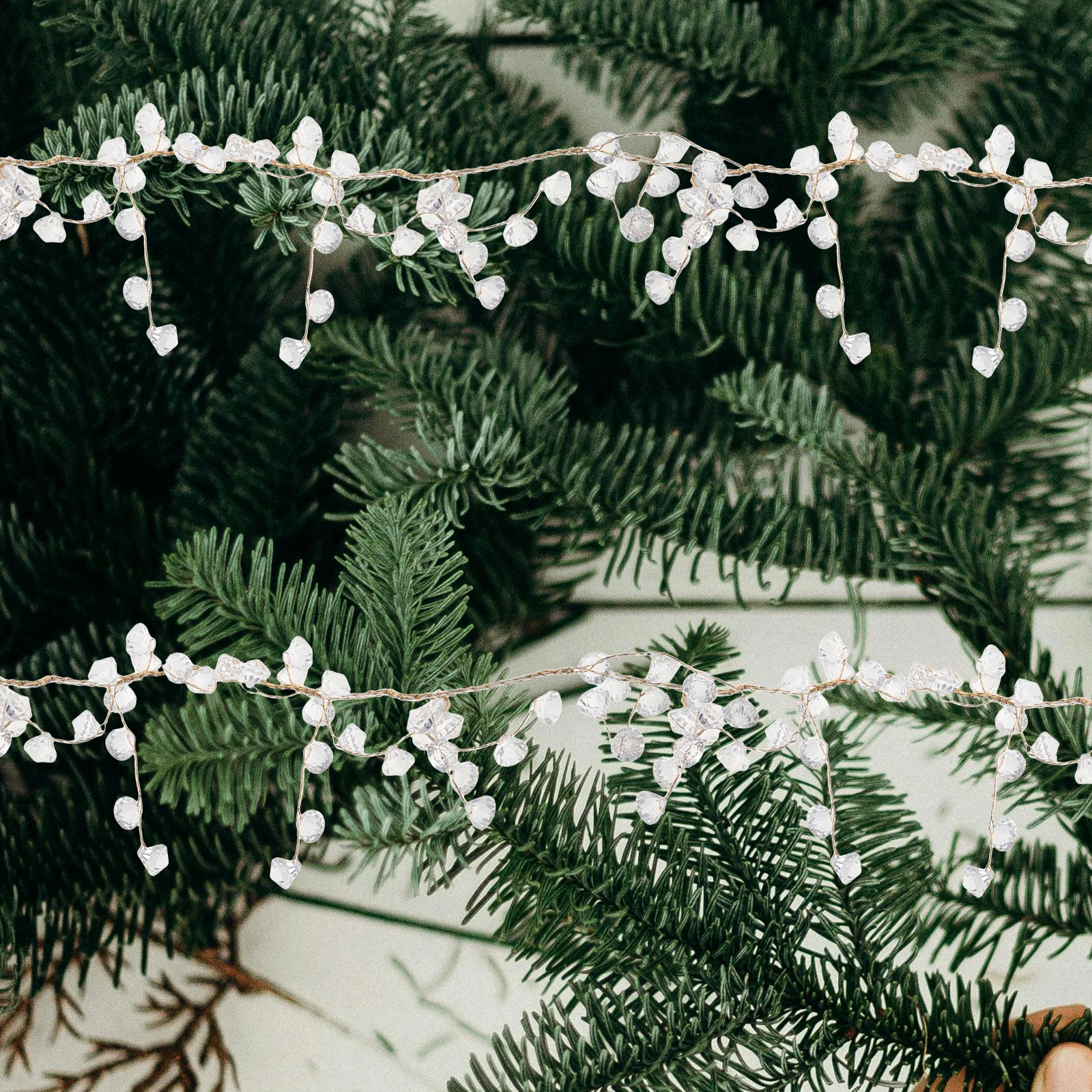 

1pcs Acrylic Crystal Garland Strands Transparent Christmas Tree Decor Hanging Icicles Drop Ornament Xmas Party Supplies Wedding