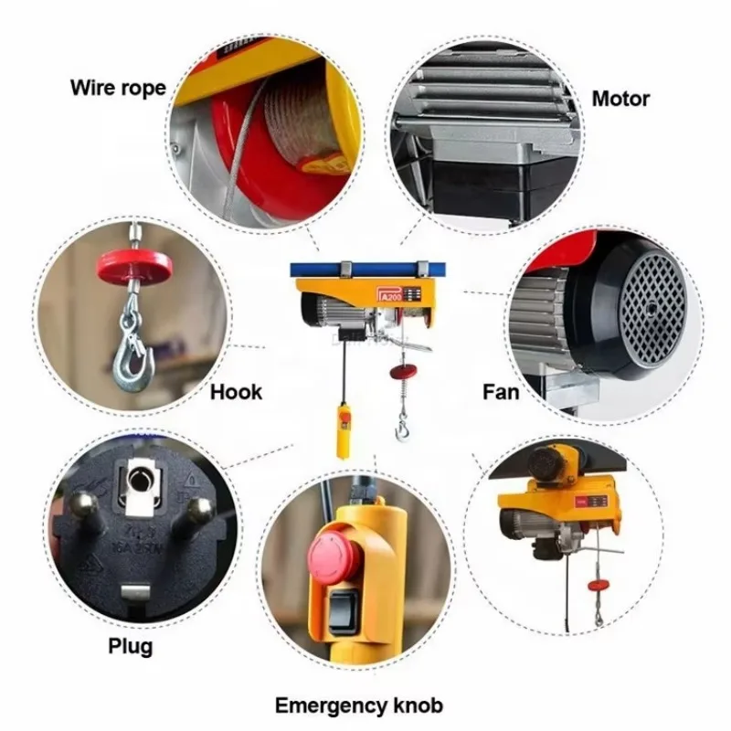 Mini Small Portable Wire Rope Electric Hoist PA400 PA600 PA800 PA1000 PA15000 With Remote Control