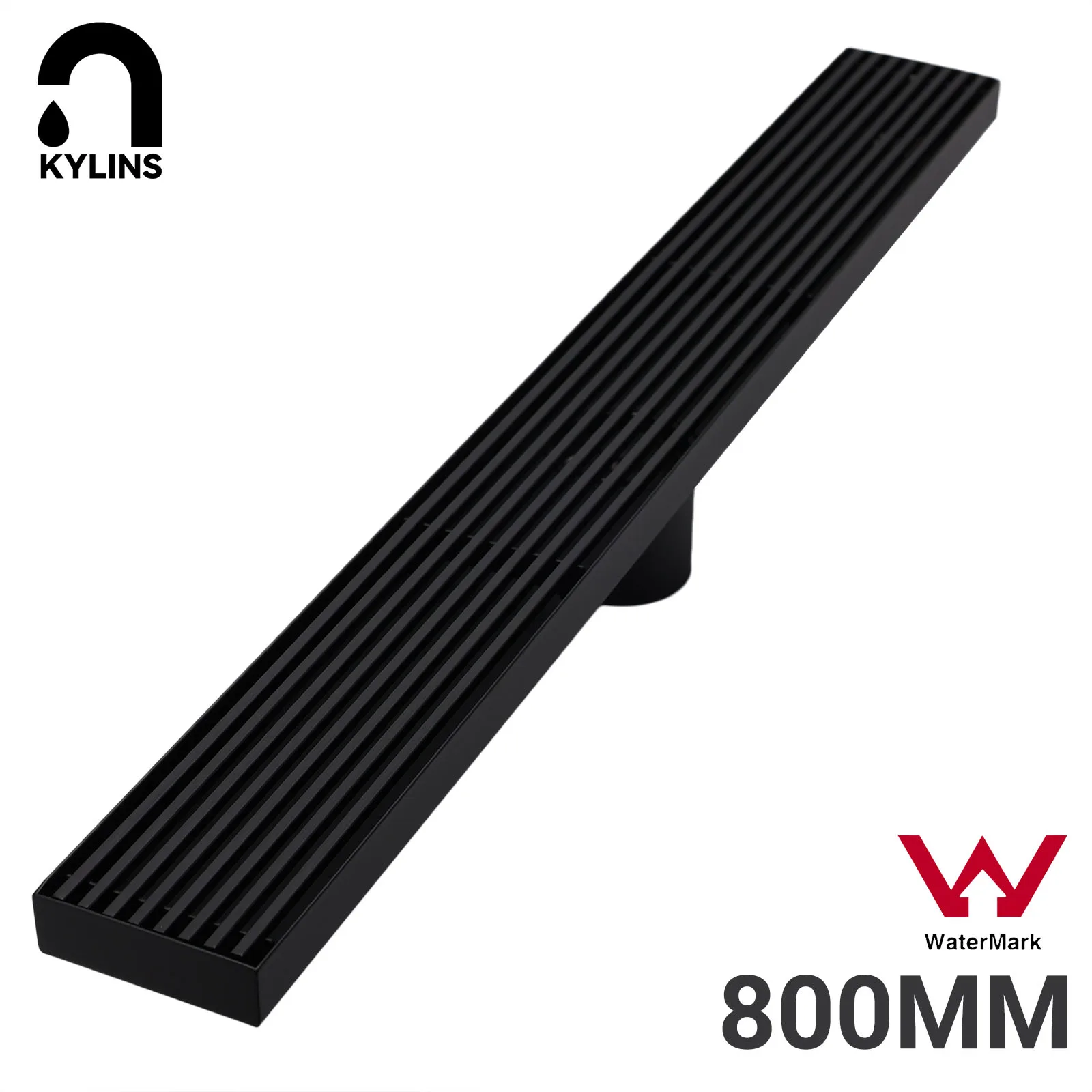 **Sydney Stock** KYLINS Shower Grate Matt Black 800mm Slim Linear Stripe Fence Floor Drain 50mm Outlet