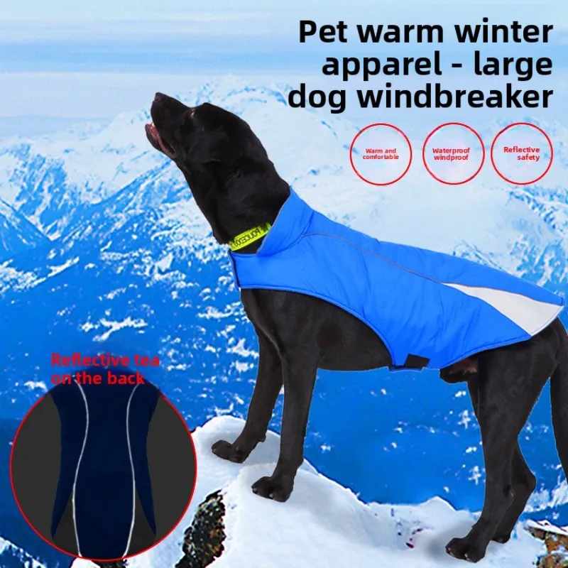 

Winter Dog Coat Warm Windproof Reflective Vest Large Dogs Cold Weather Padded Insulated Jacket Outdoor Safety Visibility Rain