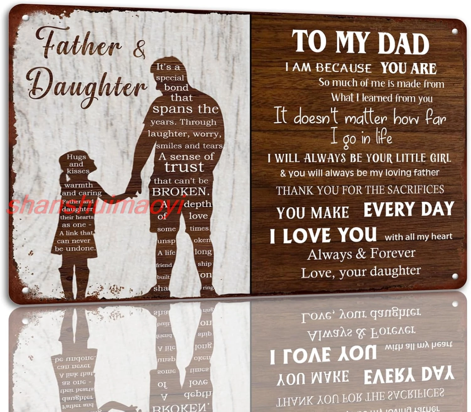Father & Daughter Metal Sign Father's Day Tin Sign Unbreakable Bond Wall Art Vintage Home Decor Birthday Gift For Dad 8x sign