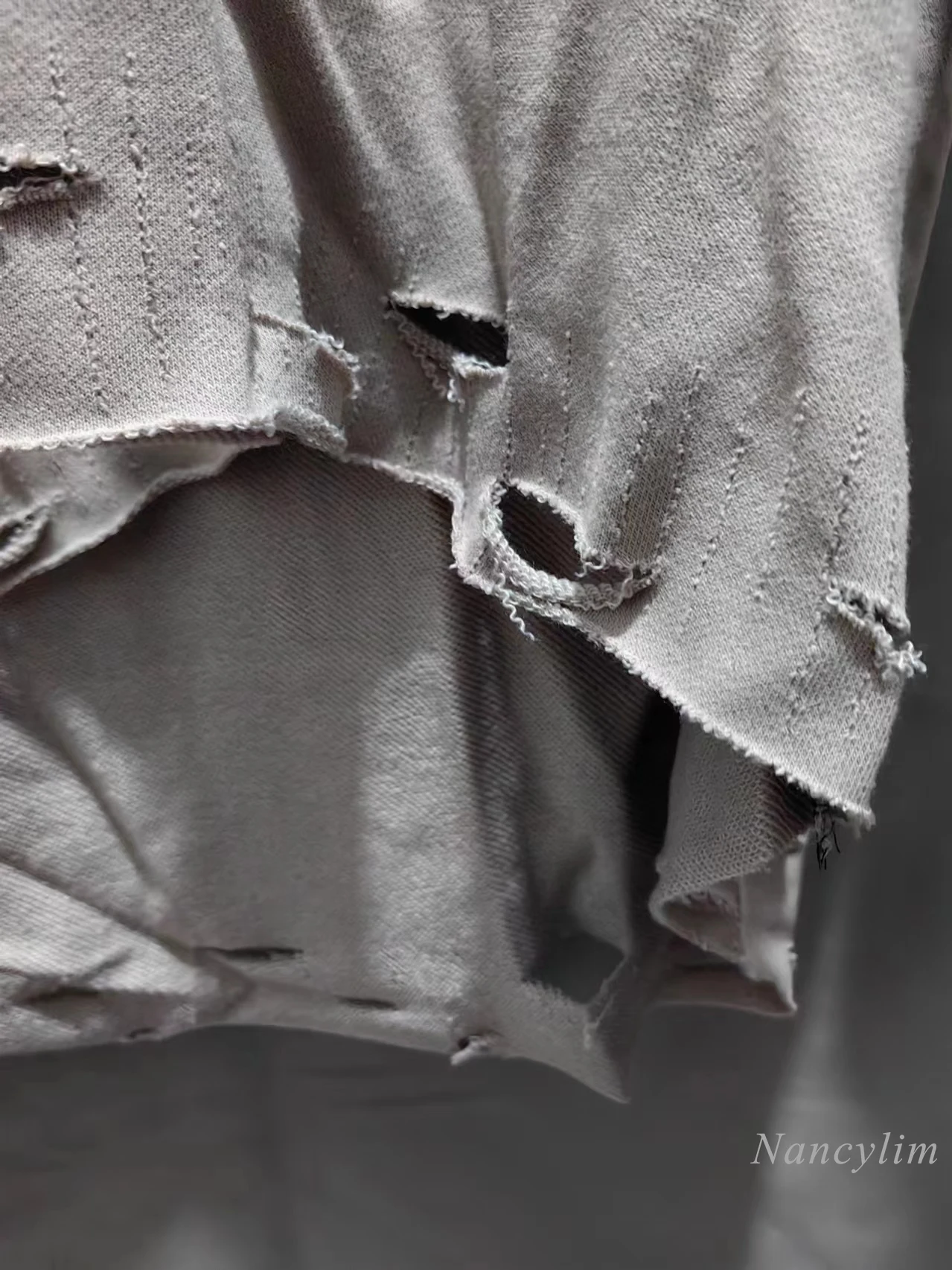 Women's Oversized Pullovers New 2024 Spring Lazy Wind Ripped Holes Loose Hooded Sweatshirt Casual Street Top Patchwork Coat