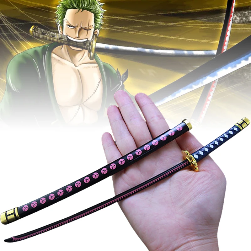 25cm metallo Roronoa Zoro Katana spada vero ferro Ninja coltello un pezzo giapponese Katana falso Samurai spada modello giocattolo per bambini