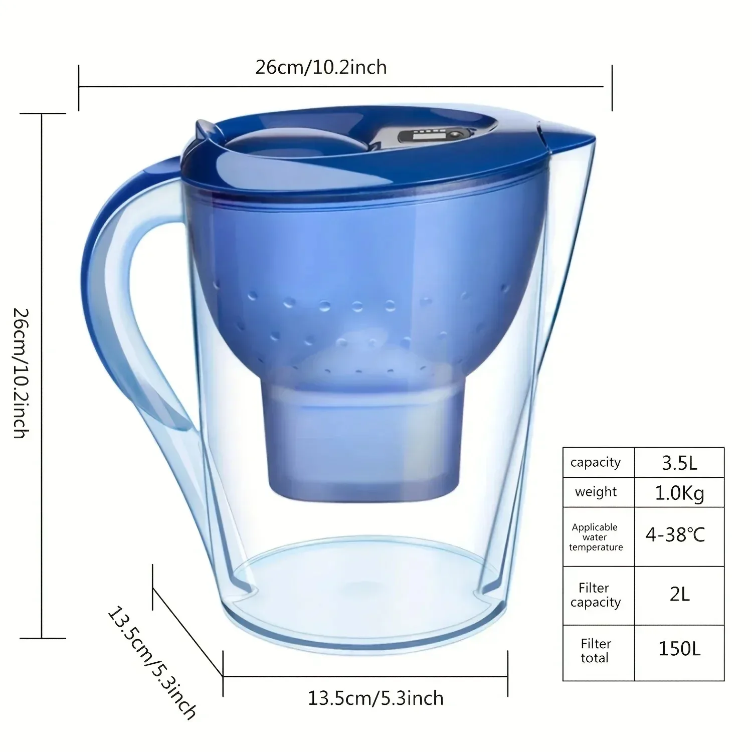 3.5L Capacity Home Water Filter Pot Activated Carbon Water Purifier Purify Water Quality With Filtration Device