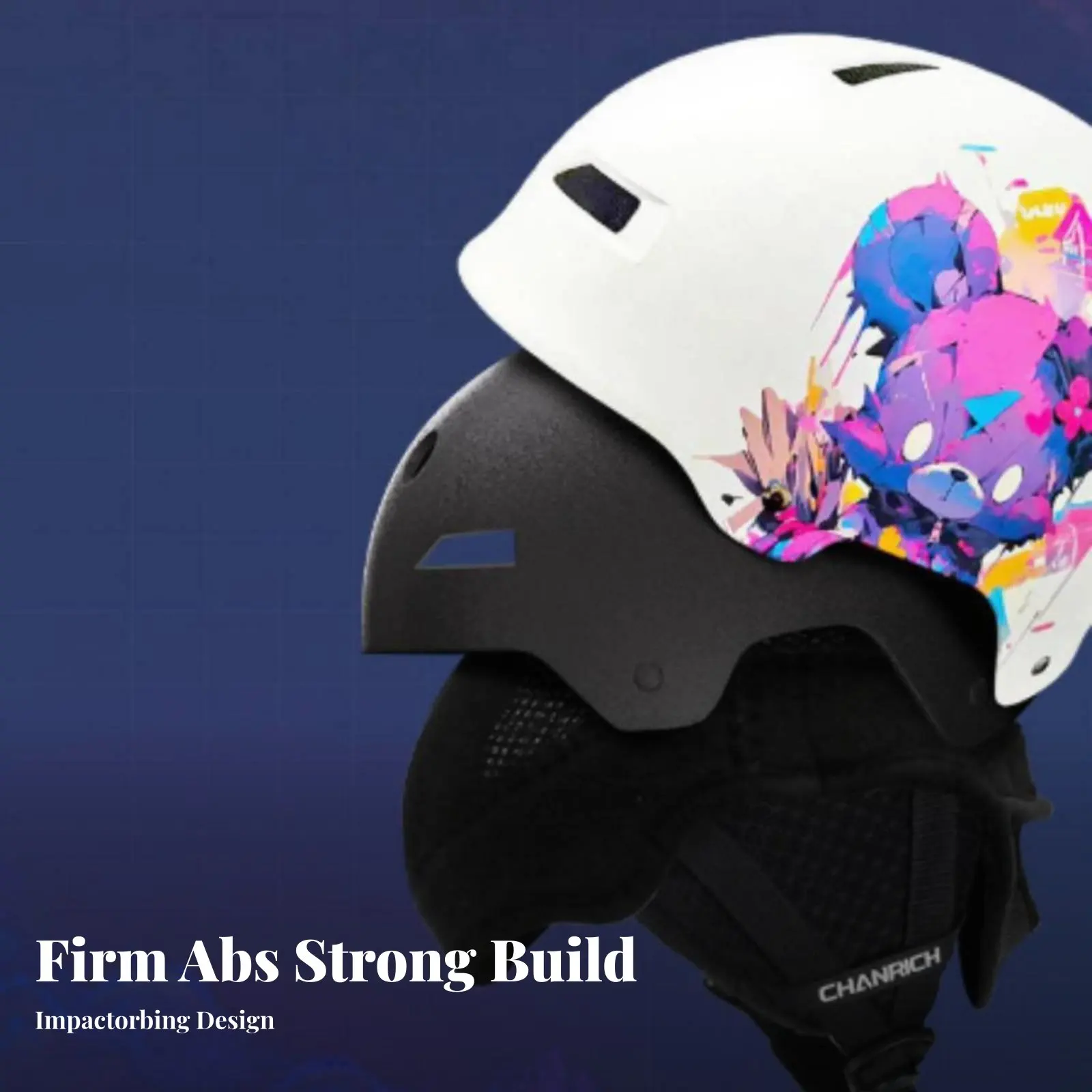 

Outdoor Ski Helmet, High Hardness, Impact Absorption, Anti-Fall, Unisex, Double Board, Adjustable, Cartoon Pattern