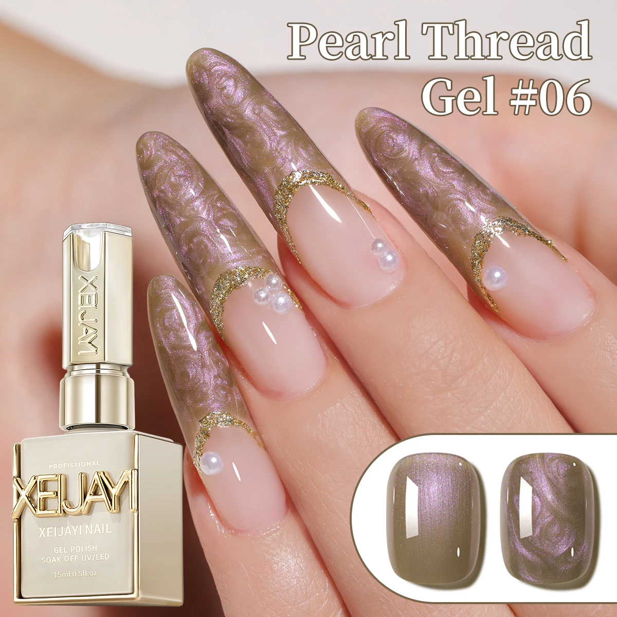 XEIJAYI 15ML Pearl White Thread Gel Nail Polish - XEIJAYI