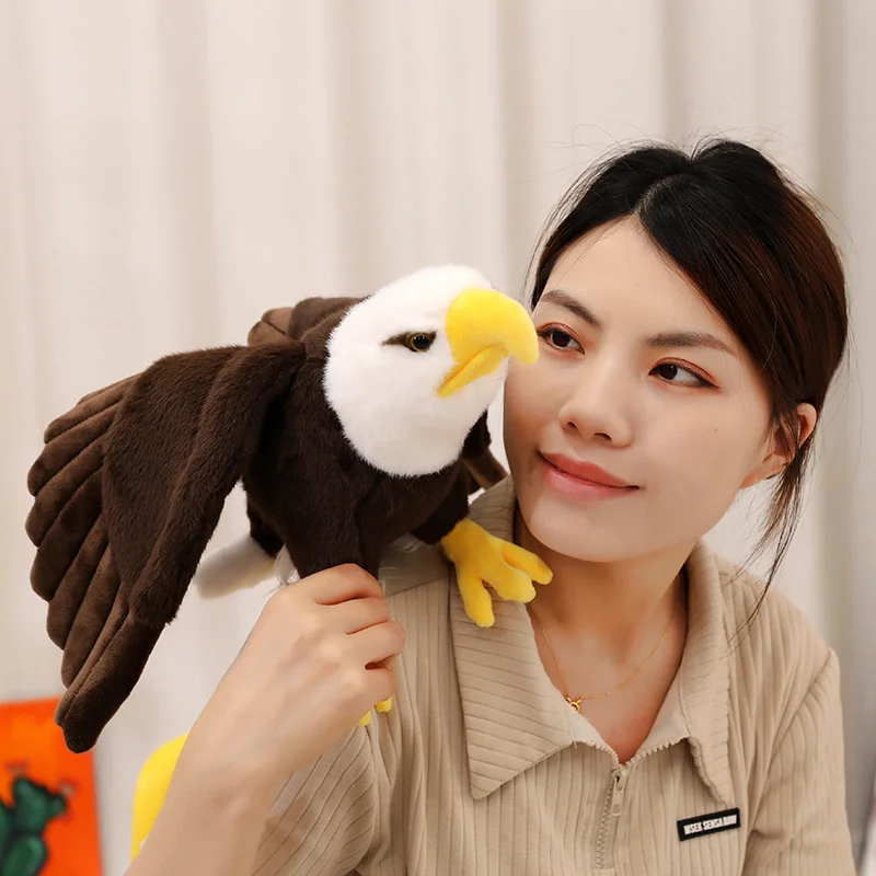 60/90cm Simulation Bald Eagles Birds Plush Stuffed Toys Funny Seagull Animal Cartoon Doll Soft Feathers Toy  Decor Birthday Gift