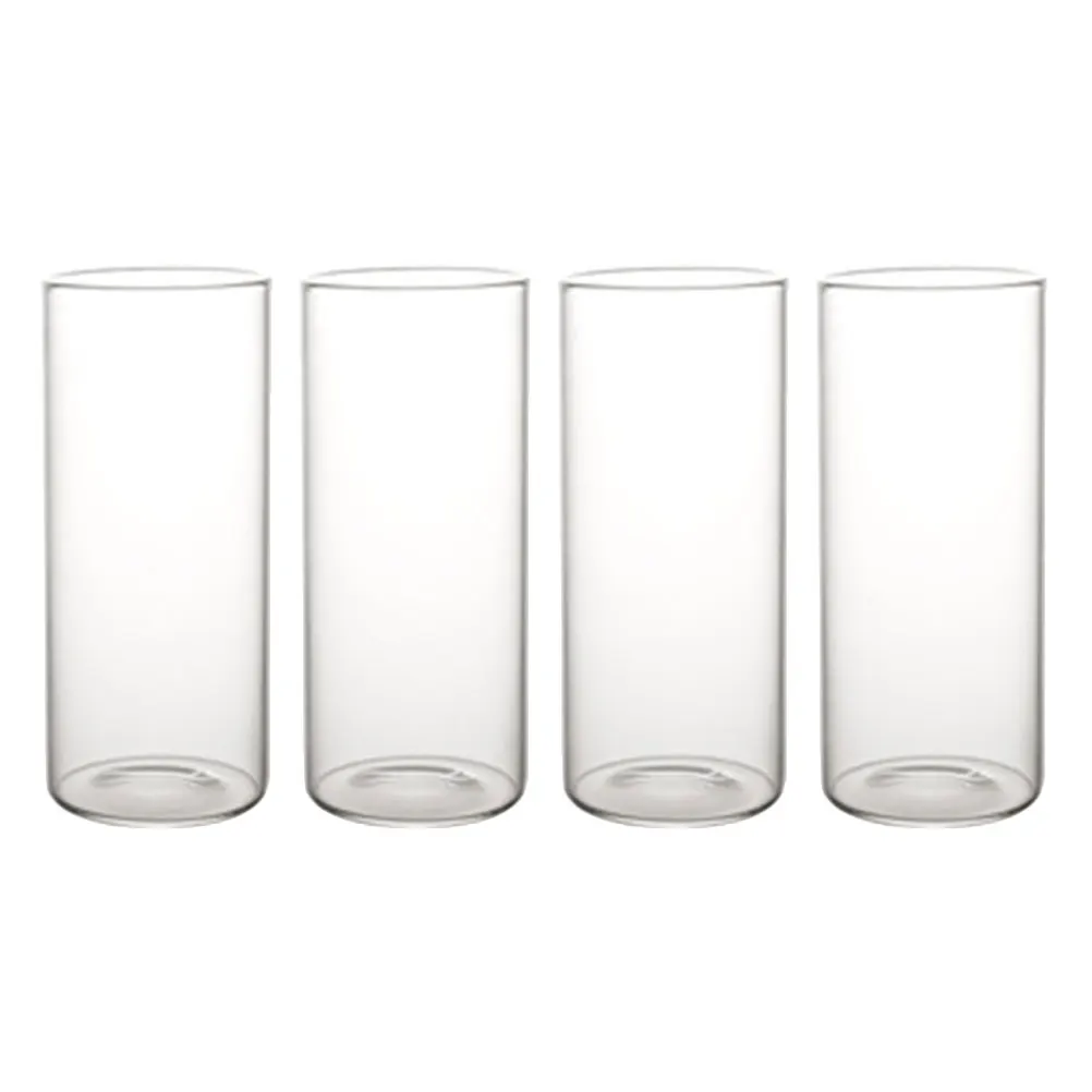 

4Pcs Glass Cup Transparent Large Capacity Milk Water Wine Holder Flat Base Stable Drinking Glass for Home School Travel Outdoor