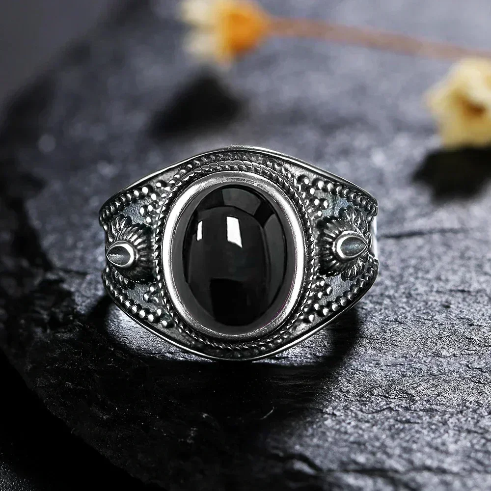 Srebrny Pierścionek Vintage z Owalnym Kamieniem Naturalnym Tygrysie Oko 8x10MM dla Kobiet i Mężczyzn, Luksusowa Biżuteria z Rodochrozytem, Idealny na Prezent