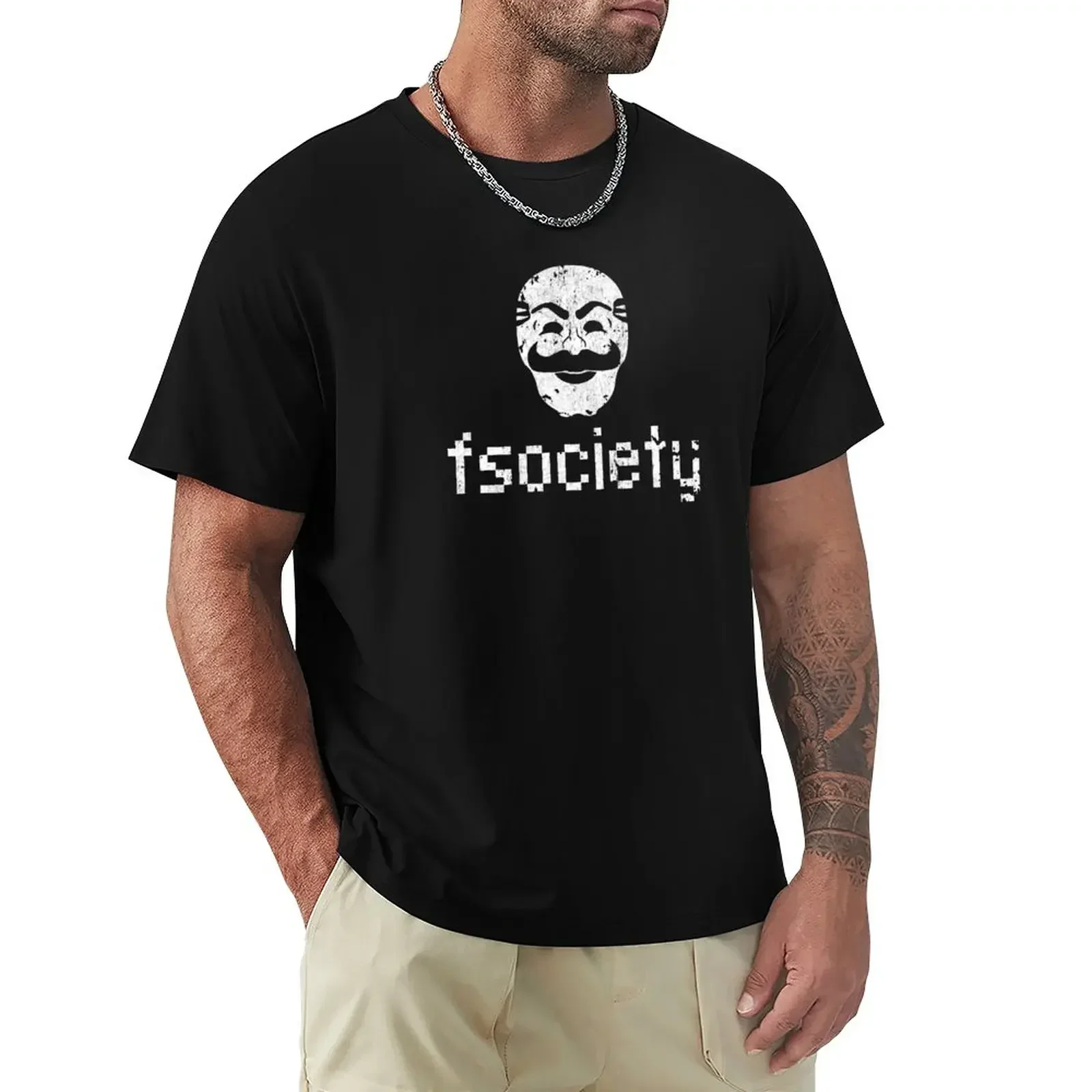 Fsociety Pixel T-Shirt vintage t shirts quick drying aesthetic clothes cotton graphic tees mens plain t shirts