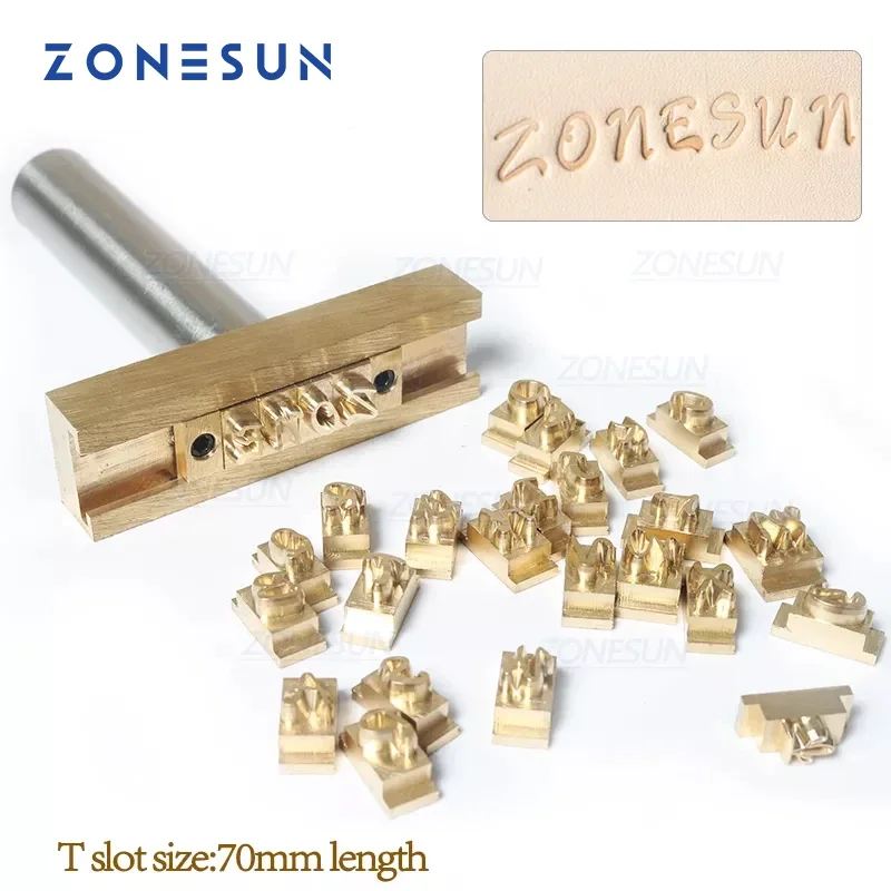 ZONESUN Hot foil Brass Stamping Letter Movable Brass Mold Custom Logo Alphabet Symbol Press Letter Stamping Set