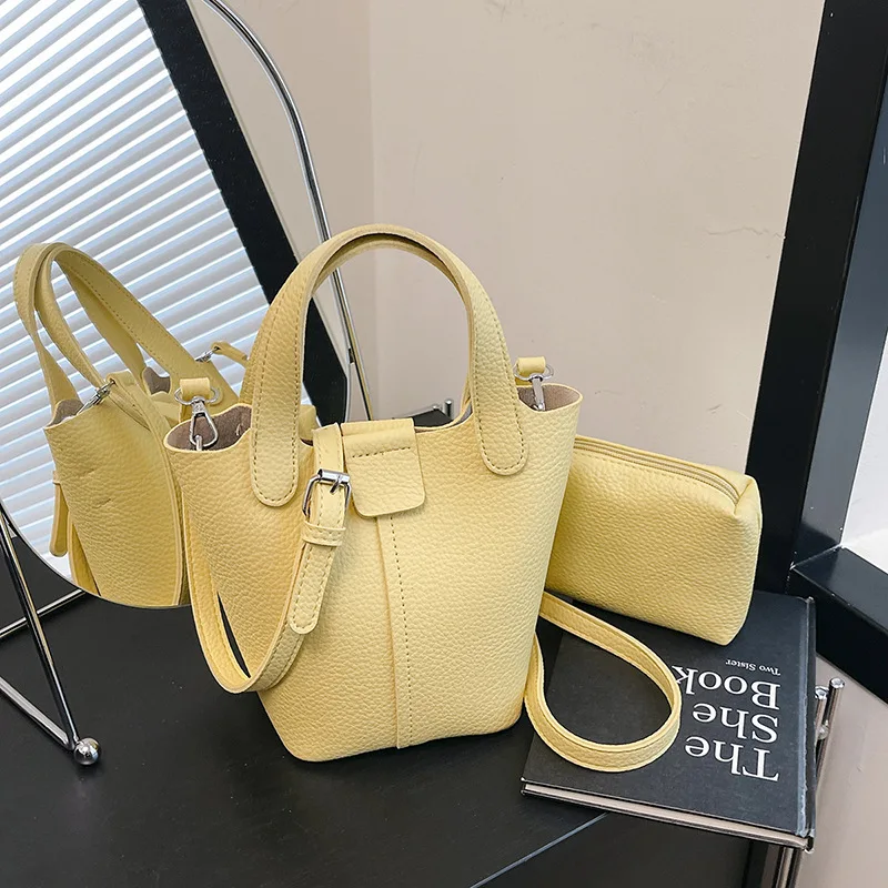 

Summer Soft Leather Bucket Bag Casual Shoulder Purse for Women Mini Top Handle Tote Fashion Crossbody Bag Chic Day-to-Night Bag​