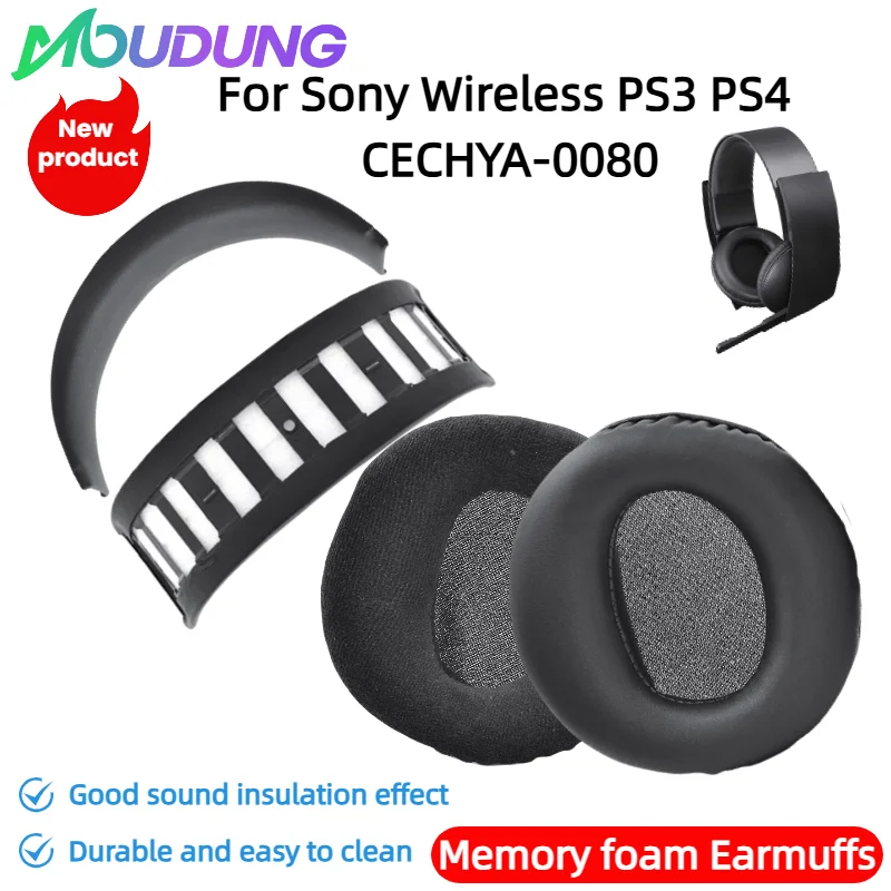 

MOUDUNG Soft Foam Protein Leather Ear Pads Compatible For Sony Wireless PS3 PS4 CECHYA-0080 Headset Earmuffs Repairing Parts