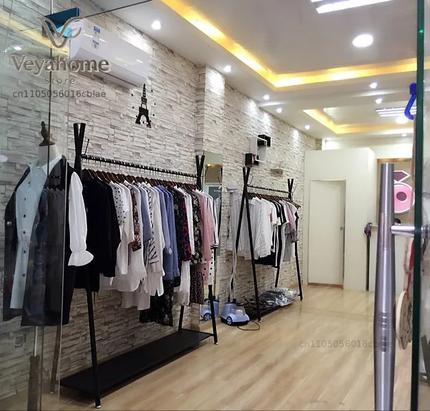 European-style wrought iron clothing store hanger display rack Floor-to-ceiling women's clothing store shelf clothing