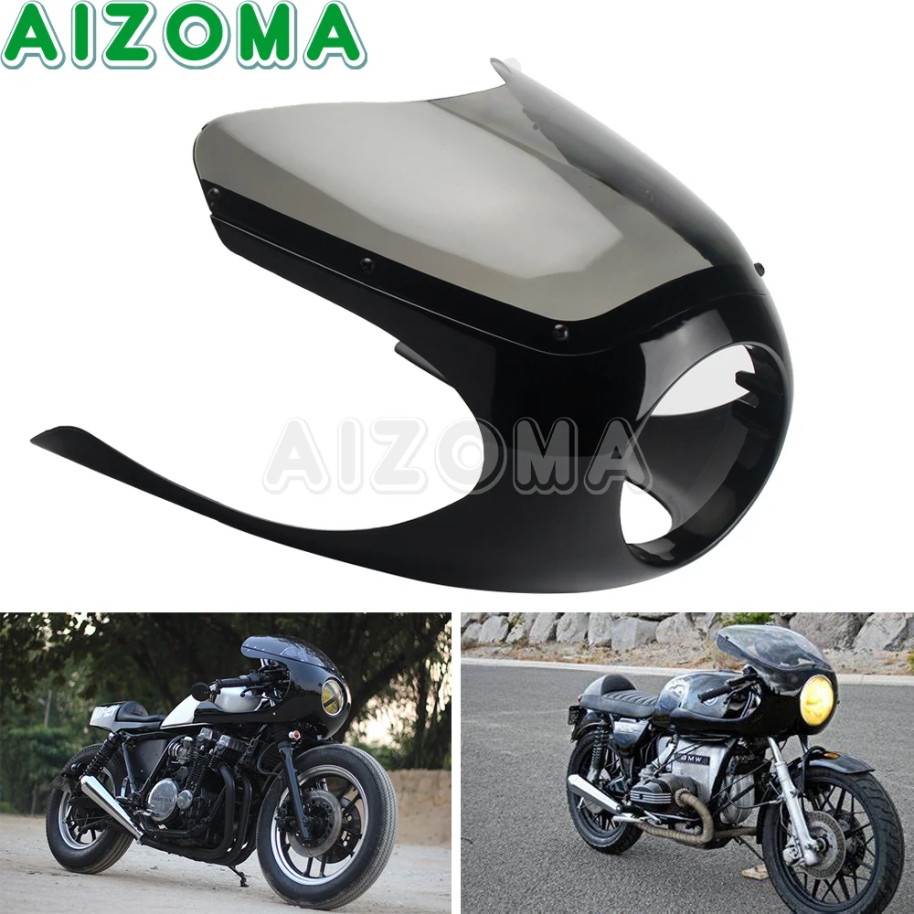 

6-1/4" Headlight Half Fairing Cafe Racer Style Cowl Mask Windshield For Yamaha XS XSR XJ XV RD 400 500 550 650 700 750 850 1000