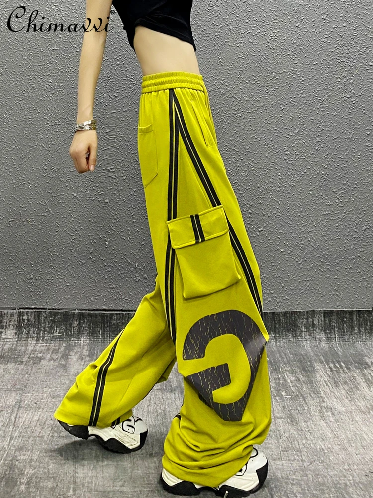 Pantalon décontracté à rayures latérales pour femmes, nouvelle mode d'été, taille haute, ample, Slim, polyvalent, salopette droite