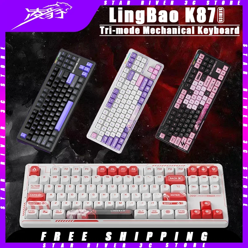 

LingBao K87 Pro Mechanical Keyboard Tri-mode Wireless Hot Swap Gaming Keyboard Gasket Structure Customized PC Gamer Accessories