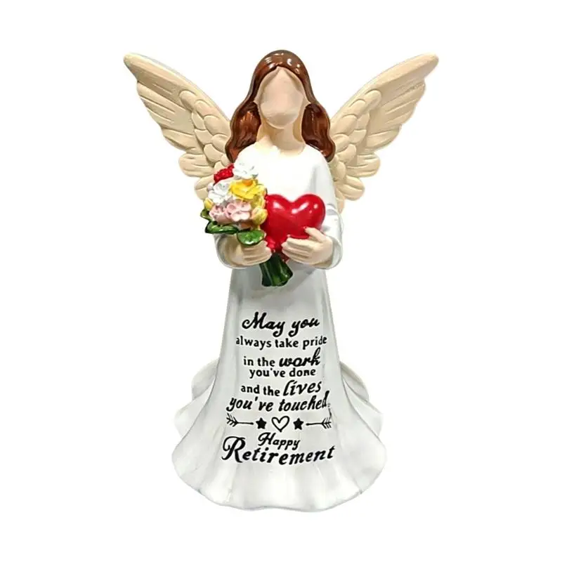 G6KF – jolie figurine d'ange avec fleur cœur, décoration significative pour maison le bureau, cadeau retraite pour