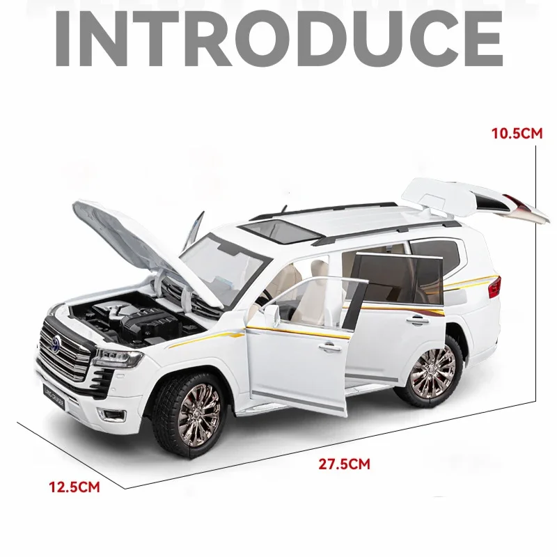 1:18 Land Cruiser LC300 ZX SUV Alloy Car Diecast Model Sound Light Toy Model Display Ornaments Children's Toy Gift